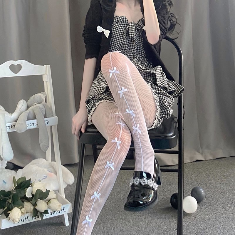 Bow Pattern Fashion Fishnet Stocking Tights with Bow Pattern